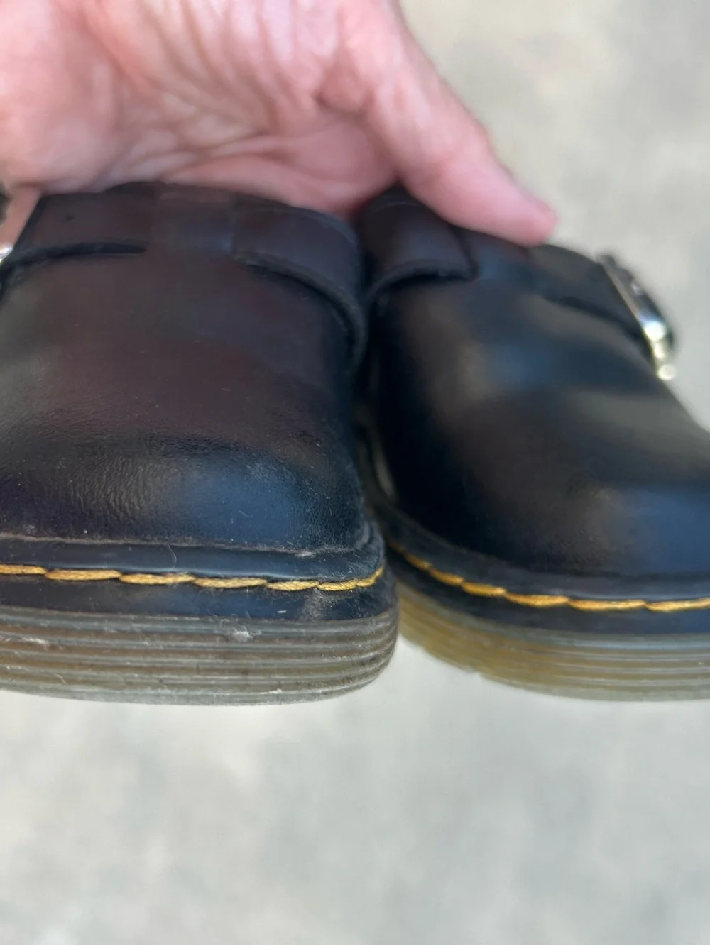 Dr martens Kids Black Leather Buckle Clog - Comfortable Slip-On Shoe size 11